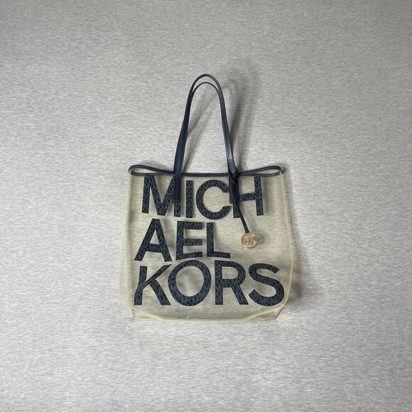 Michael Kors The Michael Large Graphic Signature Logo Clear Tote Bag - Picture 3 of 10